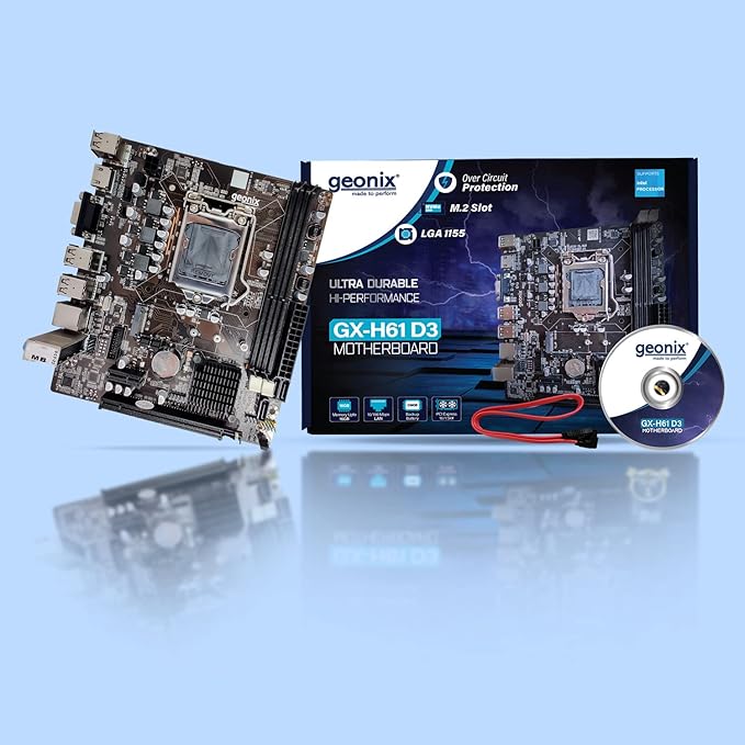 Geonix GX-H61 DDR3 Motherboard LGA 1155 Support Intel 2nd and 3rd Gen CPU | DDR3 RAM | 3 Years Warranty